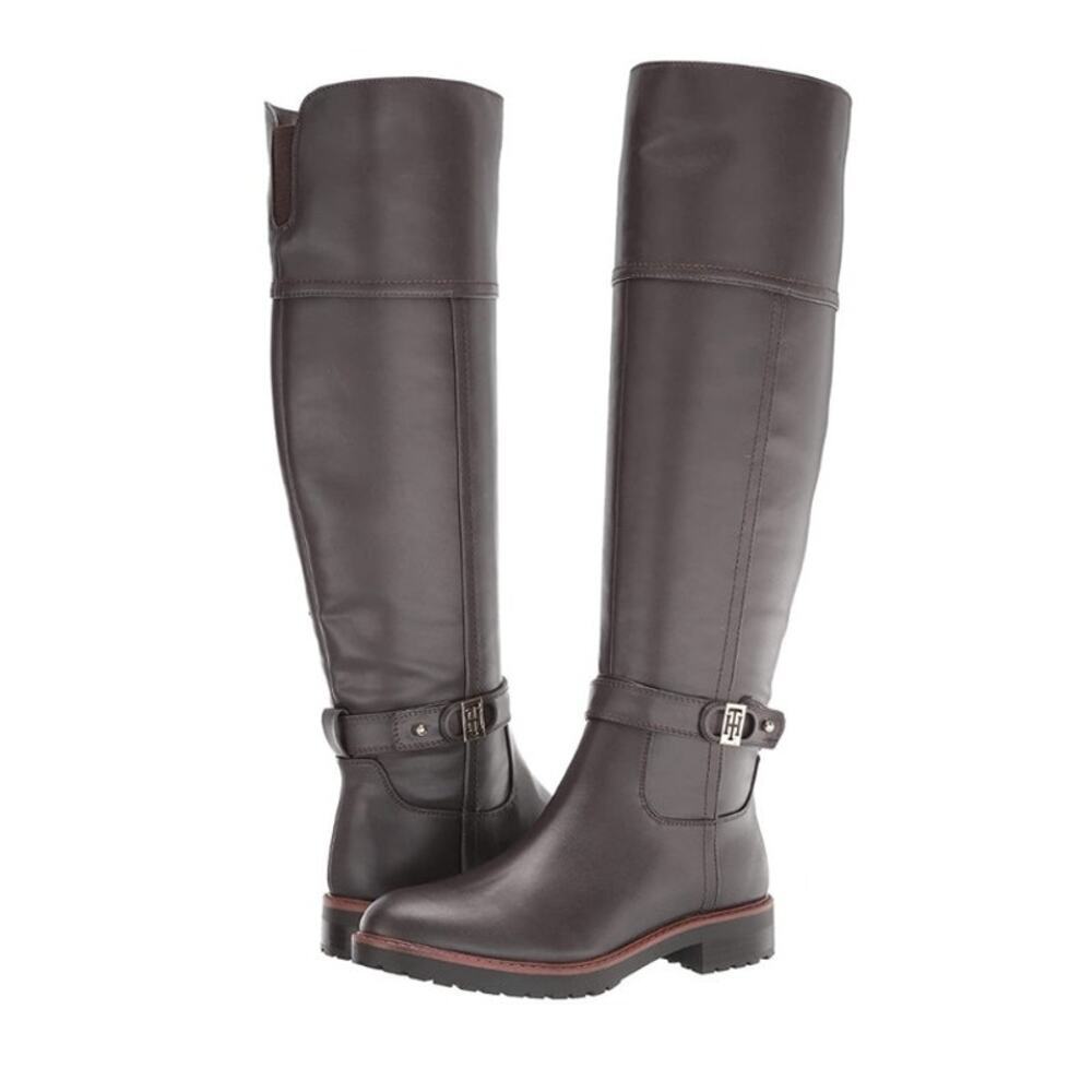 New Tommy Hilfiger Women's Felvia knee High Boot Size 7.5 M‎ in Expresso Brown